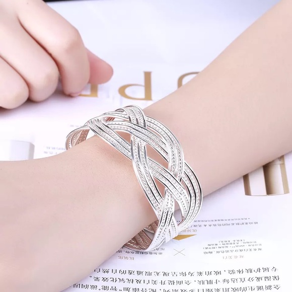 Jewelry - BRAIDED BANGLE BRACELET 925 STERLING SILVER